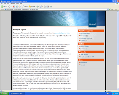 Screen shot of this site at a standard font size.