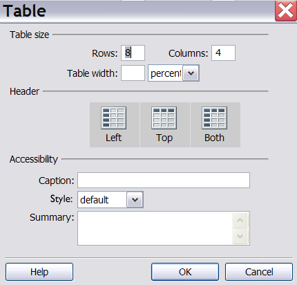 A manipulated version of the Dreamweaver dialogue, reducing the options.