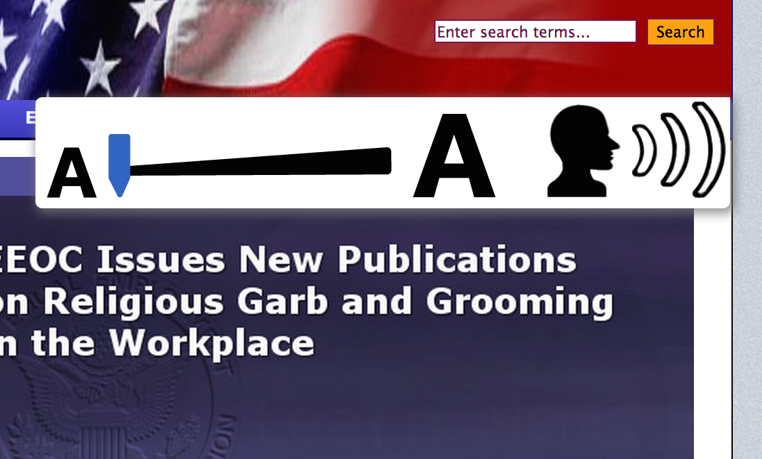 Sitecues expanded view, the same content but it expands to several times the size.