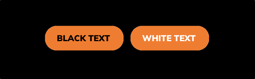 Two orange buttons, one with black text and one with white text, on a black page background.