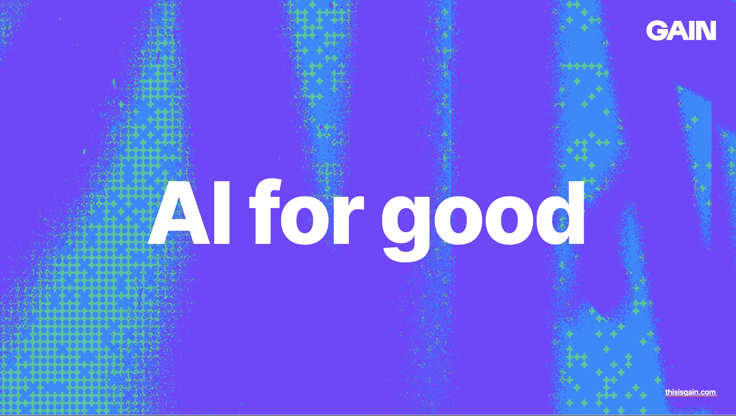 Title slide: AI for good.