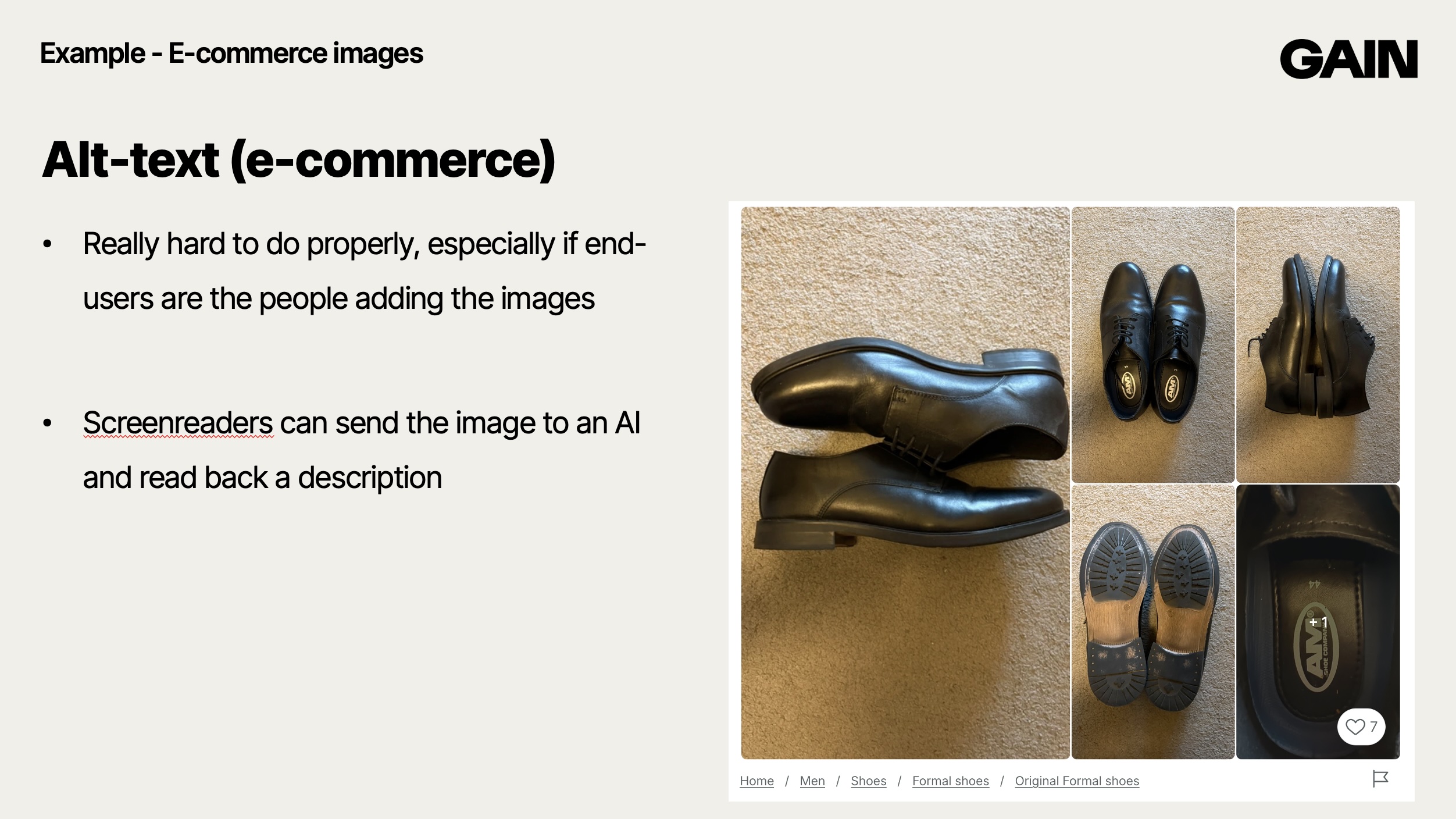 Screenshot from Vinted, with 5 photos of the same smart black shoes.