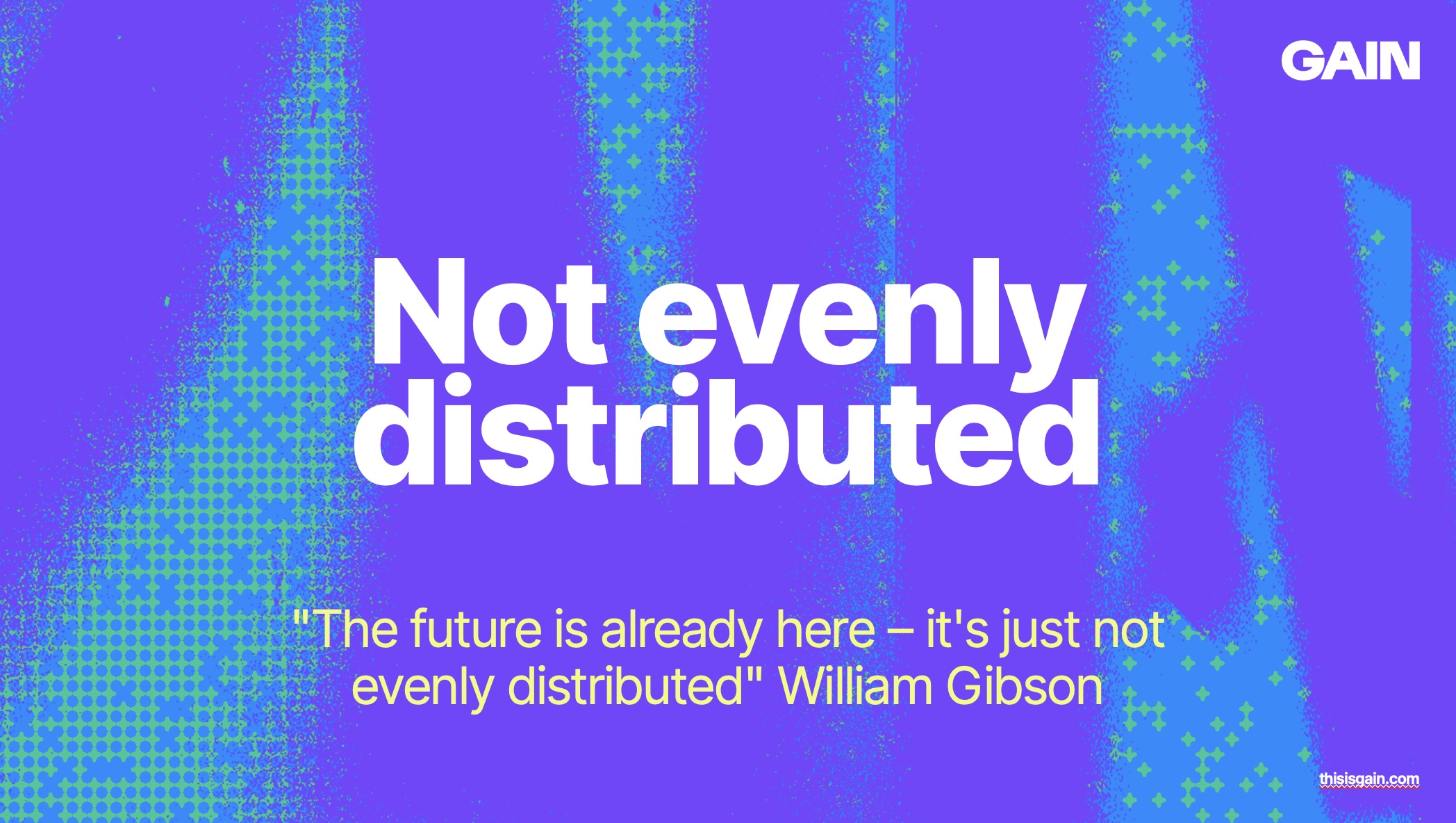 Title slide: Not evenly distributed.