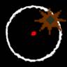 White circle and red dot as before, but with an imaginary laser blast spot! 