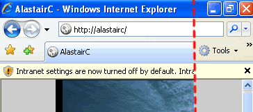 Internet Explorer’s warning that you are no longer using Internet Explorer’s "Internet" settings.