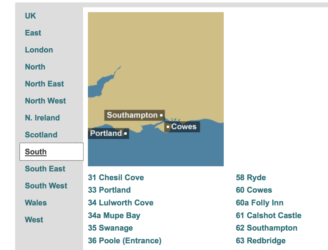 The BBC tide tables page